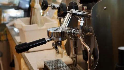 Automatic coffee machine in cafe Stock Footage 92093308