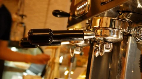 Automatic coffee machine dispenser in cafe Stock Footage 88331774
