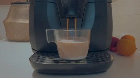 Automatic Coffee Making Machine Makes Hot Coffee for Morning Office Work Stock Footage 155785277