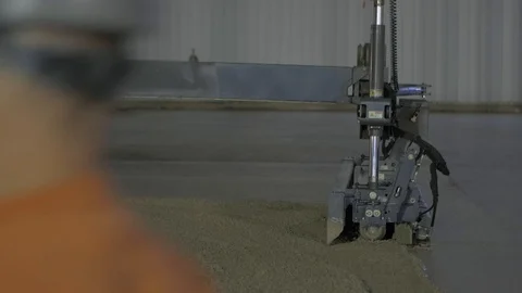 Automatic Concrete Leveler Leveling Wet Concrete Stock Footage 101390312