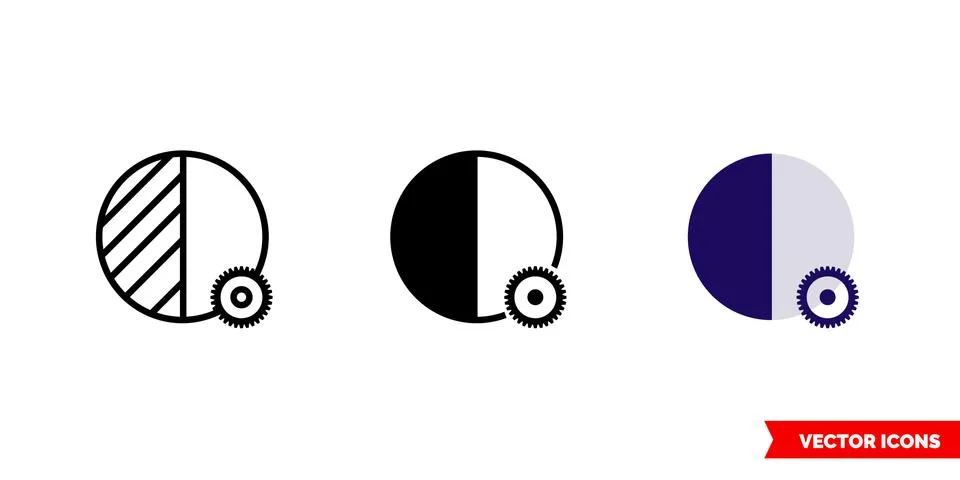 Automatic contrast icon of 3 types color, black and white, outline. Isolated  Stock Illustration