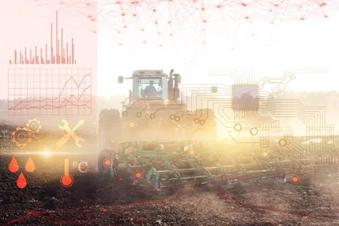 Automatic control of the main parameters when harvesting using the Internet o Stock Photos