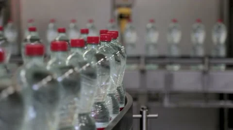 Automatic conveyer line for bottling water Stock Footage 42431679