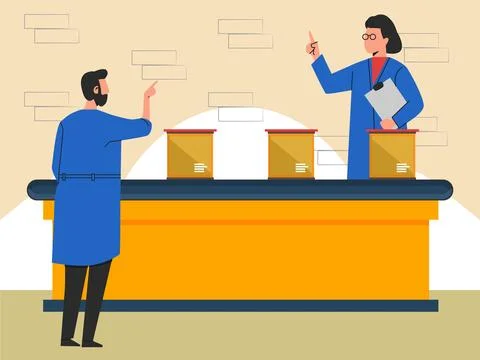 Automatic Conveyor Concept Illustration 스톡 일러스트