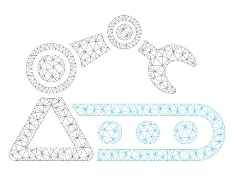Automatic Conveyor Polygonal Frame Vector Mesh Illustration Illustrazione stock