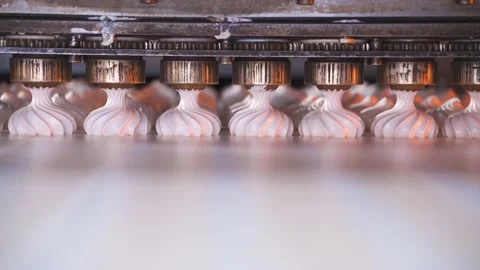 Automatic conveyor for the production of sweet delicate decorations Stock Footage 227862053