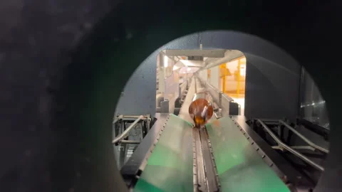 Automatic conveyor, receiving bottles for recycling Video stock 299794051