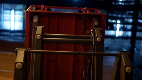 Automatic crane for the stage rises up.Heydar Aliyev Center  Stock Footage 121698863