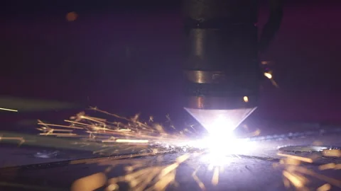 Automatic cut sheet metal at workshop close up Stock Footage 157115228