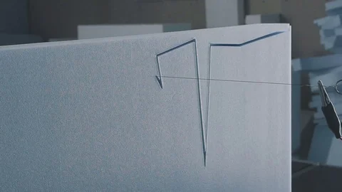 Automatic cutting of expanded polystyrene foam plastic Stock Footage 73941762