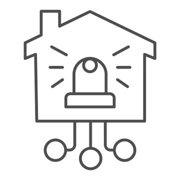 Automatic danger alarm at home thin line icon, smart home concept, Alarm lamp in Stock Illustration