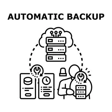 Automatic data backup concept for cloud storage 스톡 일러스트