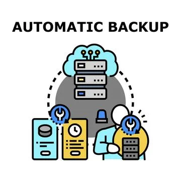 Automatic data backup concept for cloud storage Stock Illustration