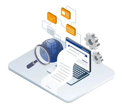 Automatic data generator in isometric illustration Stock Illustration