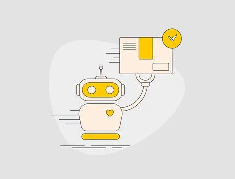 Automatic Delivery Robot. On-Demand Last Mile Autonomous Parcel Delivery Service Stock Illustration