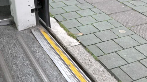 Automatic door on the floor inside tram. Stock Footage 140401636
