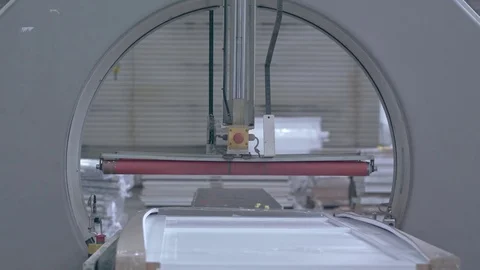 Automatic door frame packing at the factory Stock Footage 85244224
