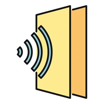 Automatic door motion sensor detecting smart home presence イラスト素材