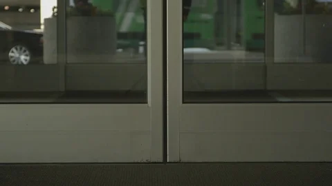 Automatic Door Slides Open For Person To Enter Stock-Footage 118615133