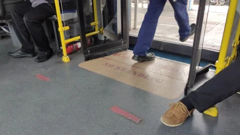 The automatic door of Transjakarta bus Video stock 162215339