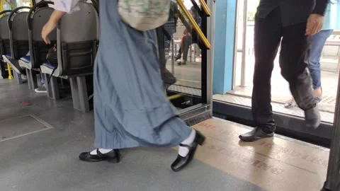 The automatic door of Transjakarta bus Video stock 162215605