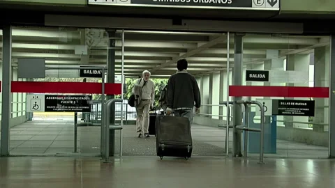 Automatic Doors and Passengers at Retiro Bus Station in Buenos Aires, Argentina. Stock Footage 222000739