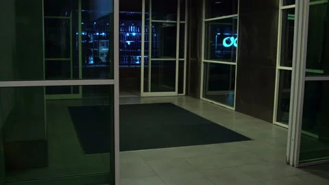 Automatic doors in the building Stock Footage 91392214