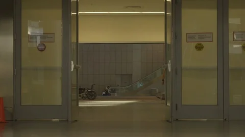 Automatic Doors Slowly Close Shut Stock Footage 118615408