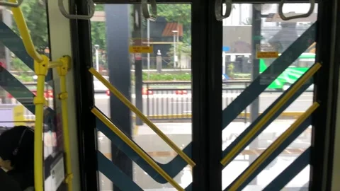 Automatic Doors of Transjakarta Bus Stock Footage 320119474