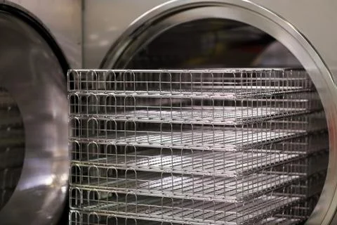 Automatic double door pass-through autoclave Stock Photos