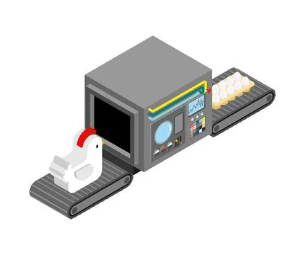 Automatic egg production. Chicken and eggs Production complex of technologi.. 스톡 일러스트