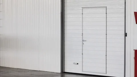 Automatic electric gate open. Modern automatic blinds. Modern automatic door. Stock Footage 78370759