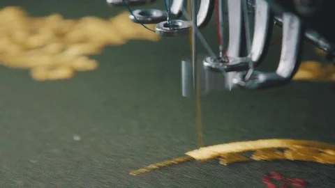 Automatic embroidery of a chevron at a textile enterprise Stock Footage 74105155