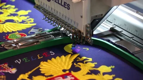 Automatic embroidery machine Velles, multihead equipment 库存影片 88076020