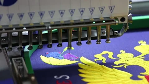Automatic embroidery machine Velles, multihead equipment 動画素材 96229935