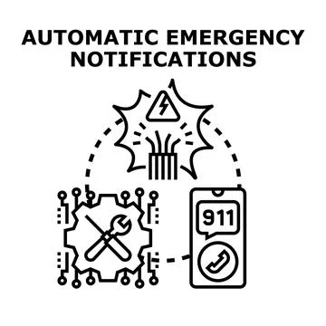 Automatic emergency notifications system responding to critical alert Ilustração Stock