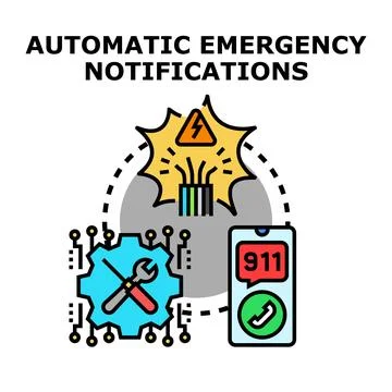 Automatic emergency notifications system responding to critical alert Stock Illustration