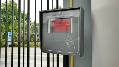 Automatic Entry Gate With Key Card Access Stock Footage 135577484