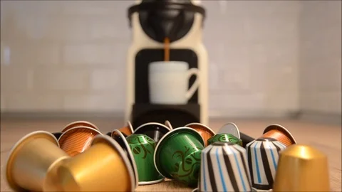 Automatic espresso coffee machine pouring in a cup at home. Stock Footage 86651068