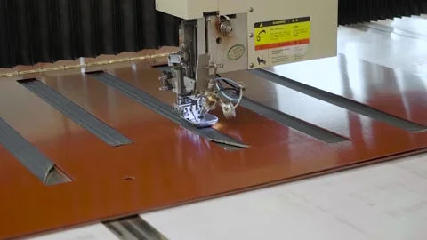 Automatic fabric thread sewing with pattern overlay on mechanic tailor Stock Footage 170833488