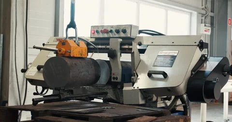 Automatic feed steel bar cutting band saw, high performance cut-off machine Stock Footage 167023729