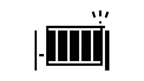 Automatic fence gate glyph icon animation Stock Footage 222786939