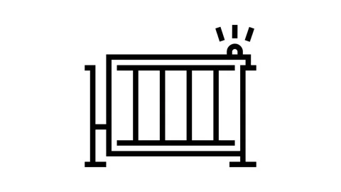 Automatic fence gate line icon animation Stock Footage 224312916