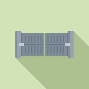 Automatic fence icon flat vector. Gate door Stock Illustration