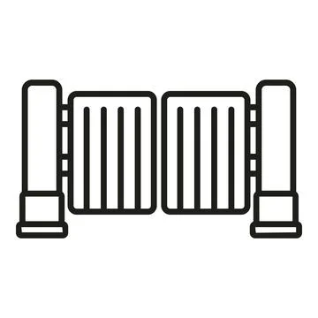Automatic fence icon outline vector. Gate door Illustrazione stock