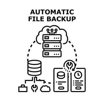 Automatic file backup concept with cloud server storage Stock Illustration