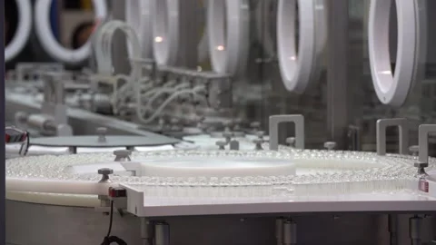 Automatic filling and sealing machine for glass ampoules 库存影片 99084635