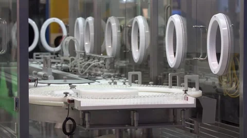 Automatic filling and sealing machine for glass ampoules 库存影片 99084851