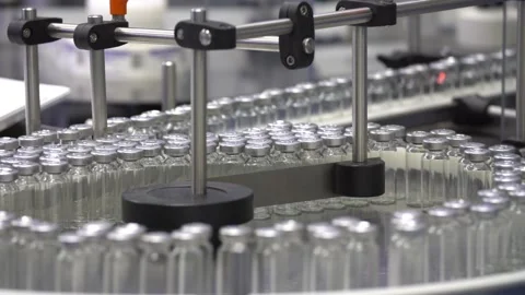 Automatic filling and sealing machine for glass ampoules 库存影片 99086214