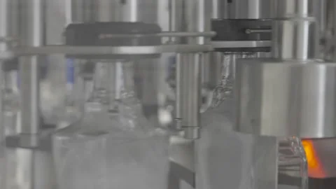 Automatic filling of the bottle with a drink. Close-up. Stock Footage 163208547